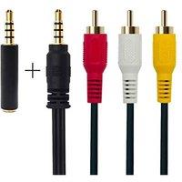 QiCheng&LYS 3.5 mm to RCA AV Camcorder Video Cable,3.5mm Male to 3RCA Male Stereo Audio Video AUX Cable for Smartphones,MP3 Tablets Speakers Home Thea