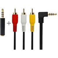 QiCheng&LYS Portable DVD Player Cable to TV,3.5mm Male to 3RCA Male Stereo Audio Video AUX Cable for Smartphones,Home Theater (Elbow TO 3RCA 2.5m)