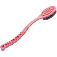 QiCheng&LYS Body Brush,Shower Brush for Exfoliating Skin,Long Wooden Handle Cleans The Body Easily-14in (Pink)