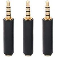 QiCheng&LYS CTIA and OMTP System Lnterchangeable 3.5mm Male to Female Black Gold Plated Adapter - 3PACK