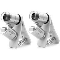 QiCheng&LYS Mini 60X Adjustable Pocket LED Microscope Magnifier Loupe Magnifying Glass with Currency Detection (Silver Clip 2pcs)