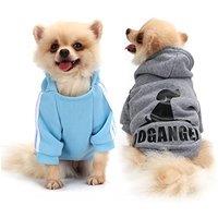 QiCheng&LYS Dog Hoodies Clothes,Pet Puppy Cat Cute Cotton Warm Hoodies Coat Sweater (L, Grey/Blue)