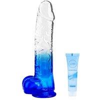 Blue Soft Realistic Dildo, Jelly Dong Stimulator with Strong Suction Cup for Hands-Free Play, Silicone Lifelike Penis Adult Sex Toy for Women G Spot a