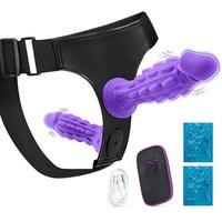2 Strap on Monster Dildo Purple Remote Control 10 Frequency Vibration 7 Inch and 5 Inch Dildo Couples Sex Toys BBC Male Sex Toys Anal Toy Gay Strap on