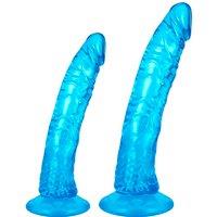 Blue Soft Realistic Dildo, Jelly Dong Stimulator with Strong Suction Cup for Hands-Free Play, Silicone Lifelike Penis Adult Sex Toy for Women G Spot a