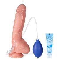 Realistic Squirting Dildo for Women, 9 Inch G-Spot Backdoor Thick Dildo with Enema and Suction Cup Female Ejaculation Sex Toys, Gay Solo or Couples Ha