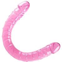 Lover Real Double Ended Dildo Imitation Jelly Double Dongs Dildo Penis Cock Anal Butt Plug Massager G-Spot Stimulation Orgasmic Adult Sex Toys for Wom