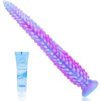 12 inch Anal Beads Butt Plug Horse Dildo, Tentacle Dildo with Suction Cup, Silicone Anal Toy for Men & Women Sex Toy Adult Toys Monster Dildos (Blue)