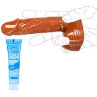 Realistic 4.3 in Suction Cup Dildo Hands-Free Games for Beginners Small Thrusting Anal Penis Sex Toy for All Genders Adult Toys (Brown)