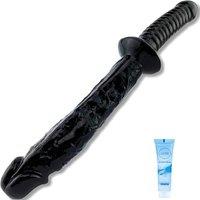 Anal Beads, Black G-spot Dildo Pleasure Wand, Raised Double-Ended Dildo Penis with Sword Shape and Handle Anal Butt Plug Vaginal Stimulator for G-spot