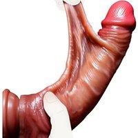 Realistic Dildo Sex Toys, 8.5 Inch Thick Stretchable Foreskin & Movable Dual Balls Anal Dildos, Adult Toys with Strong Suction Cup for G-Spot & Anal H
