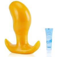 Yellow Soft Mango Anal Plug, and Anal Dilator with Handle, Suitable for Men and Women, Provides A Great Experience for Masturbation and Prostate Massa
