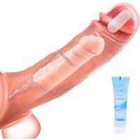 Vibrating Penis Sleeve Sex Toys for Man, Silicone Penis Extender Cock Ring with Powerful Vibrations Sex Toy Ultra-Soft Realistic Penis Enlarger Dildo