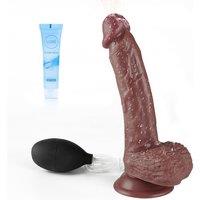 8 inch Realistic Thick Squirting Dildo for Women, G-Spot Ejaculating Anal Dildo with Enema Bulb and Suction Cup, Women Sex Toys, Gay Solo or Couples H