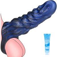 8.27in Penis Sleeve Extender Cock Sleeve,Reusable Cock Sheath Penis Pump,Silicone Penis Enlarger Sleeves Girth,Realistic Wolf Dildo Men Toys for Coupl