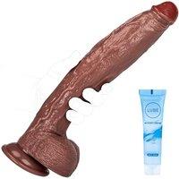 14" Brown Realistic Thick Huge Dildo with Full Shaped Balls and Suction Cup Dildo XL Monster Sex toys4couples Men & Women Anal Toys Womens Sex Toys Pr