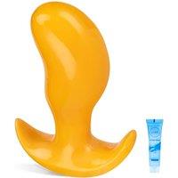 Yellow Soft Silicone Anal Plug, and Anal Dilator with Handle, Suitable for Men and Women, Provides A Great Experience for Masturbation and Prostate Ma