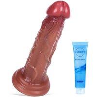 7-inch Realistic Silicone Beginner Dildo with 3D Veins & Strong Suction Cup Strap-On Compatible Anal Plug G-Spot Stimulator for Couples, Hands-Fre
