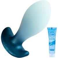 Blue White Soft Silicone Anal Plug, and Anal Dilator with Handle, Suitable for Men and Women, Provides A Great Experience for Masturbation and Prostat