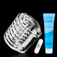 Pocket Pussy Male Masturbator Sex Toys for Men | Open Ended Blowjob Stroker | Realistic 3D Textured Clear Sleeve | Vibrating Penis Trainer Toys4mens U