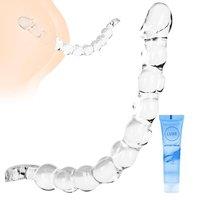 14"/35.6cm Extra Long Graduated Anal Beads - Body-Safe TPE 10 Balls with T-Shape Flared Base - Prostate Massager for Beginners Training - Thrusting Bu
