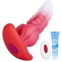 5.3" Red Vibrating Silicone Anal Plug, Wearable Anal Toy for Men Women & Couples, Body Safe Smooth Anal Stretcher for Beginners & Advanced Users