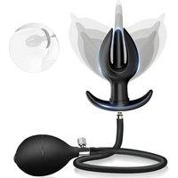 Expandable Silicone Inflatable Butt Plug, Oversized Training Plug with Quick Release Valve, Waterproof Body Safe Anal Dilator, Prostate Massager for M