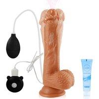 8 inch Beginner Realistic Squirting Dildo,Thrusting Dildos 10 Vibration Sex Toys,Strong Suction Cup for HandsFree Play G Spot Anal Stimulator Ejacula