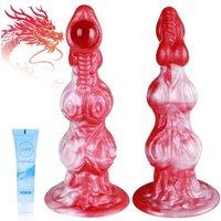 10.2 Huge Monster Dog Kont Silicone Dildo Big Fantasy Dragon with 3 Dog Knots, Thick Anal Dildo with Big Suction Cup, Giant Dildos for G Spot Anal, A