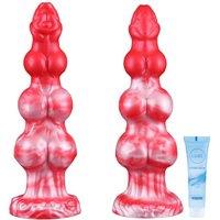 8.85 Fantasy Dildo Monster Silicone 3 Knots Dildos Anal Knotted Horse Dildos Thick Dog G Spot Dildo with Big Suction Cup Fantasy Dragon Anal Sex Toy,