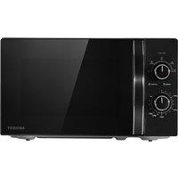 TOSHIBA Black Mirror Front Microwave 20 Liter 700W Manual Control, Compact with 5 Power Levels, Automatic Defrost, Perfect for 9'' Pizza, Clock and Ti