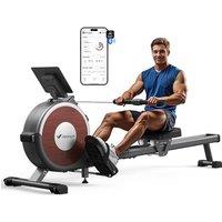MERACH Rowing Machine for Home Gym, Magnetic Rower with 16 Levels of Quiet Resistance, Dual Slide Rails, 158 kg Weight Capacity, App Compatible