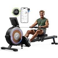 MERACH Rowing Machine for Home Gym, Magnetic Rower with 16 Levels of Quiet Resistance, Dual Slide Rails, 158 kg Weight Capacity, App Compatible SelfG