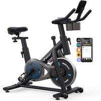 MERACH Exercise Bike with LED Display, Stationary Bike with Exclusive App for Customized Exercise Plans, Quiet Indoor Cycling Bike Exercise Equipment