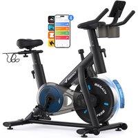 MERACH Exercise Bike with LED Display, Stationary Bike with Exclusive App for Customized Exercise Plans, Quiet Indoor Cycling Bike Exercise Equipment