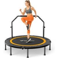 MERACH Mini Trampoline Fitness Adults  40''/48'' Foldable Trampolines Max Load 330lb, Indoor Trampoline for Exercise Training Quiet 48''  Include Ha