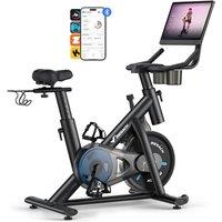 MERACH Exercise Bike with LED Display, Stationary Bike with Exclusive App for Customized Exercise Plans, Quiet Indoor Cycling Bike Exercise Equipment