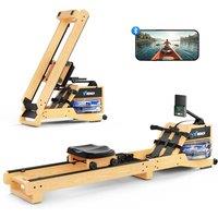MERACH Water Rowing Machines for Home, Folding Rowing Machine with 350 lbs Load Capacity, Special Monitor and Comfortable Seat R23 (Natural Wood Color