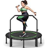 BCAN 450/550 LBS Foldable Mini Trampoline, 40/48 Fitness Trampoline with Bungees/Adjustable Foam Handle, Stable & Quiet Exercise Rebounder for Kids