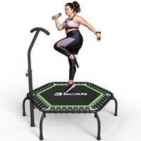 B BCAN 40/48'' Rebounder Trampoline for Adults, 204/250kg Foldable Mini Trampoline with Adjustable Foam Handle, Mute & Pre-assembled Fitness Trampette