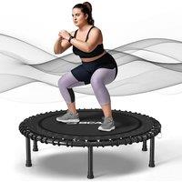 BCAN Foldable Mini Trampoline 102/122cm Fitness Trampoline for Adults with Heavy Duty Rubber Ropes, Stable and Quiet Training Equipment, Ideal for Ind
