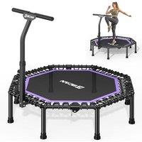 BCAN 51 Inch Octogonal Mini Trampoline, Max Load 450 Lbs, Fitness Trampoline with Adjustable T-Handle Bar, Quiet Elastics, Bigger, More Stable, Exerci