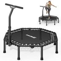 BCAN 51 Inch Octogonal Mini Trampoline, Max Load 450 Lbs, Fitness Trampoline with Adjustable T-Handle Bar, Quiet Elastics, Bigger, More Stable, Exerci