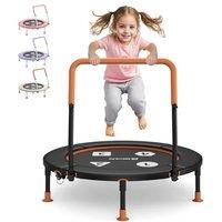 BCAN 91cm Toddler Trampoline Adjustable Handle Safety Pad and Folding Legs Baby Trampoline Indoor Outdoor Gift for Boys Girls Black