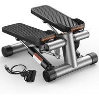 Sportsroyals Stair Stepper for Exercises-Twist Stepper with Resistance Bands and 150 kg Weight Capacity silver