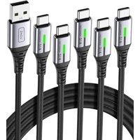 INIU USB C Charger Cable 3.1A, [5Pack, 2m+2m+1m+1m+0.5m] QC 3.0 Phone Charger Type C Fast Charging Cable for Samsung Galaxy S25 S24 Ultra, iPhone 17 1