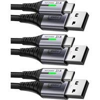 INIU USB C Charger Cable, [3 Pack 0.5+2+2m] USB A to USB C 3.1A Fast Charging, Braided Phone Charger Type C Cable for iPhone 17 16 15 Pro Max Samsung