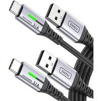 INIU USB C Charger Cable, [2-Pack 2m] USB To USBC Cable,Braided Type C Charger Cable Fast Charging for iPhone 17 16 15 Pro Max,iPad Air,Samsung Galaxy