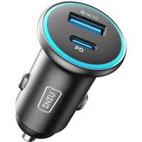 INIU Car Charger, Cigarette Lighter USB Charger Total 66W [USB C 36W+A 30W] 12V USB Socket, PD3.0 Fast Charge Car Phone Charger Metal Adapter for iPho