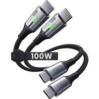 INIU Short USB C to USB C Cable, [1ft, 2-Pack] 100W Type C Fast Charging Cable, Nylon Braided USB C Cord for iPhone 17 16 15 Pro Max, Samsung Galaxy S